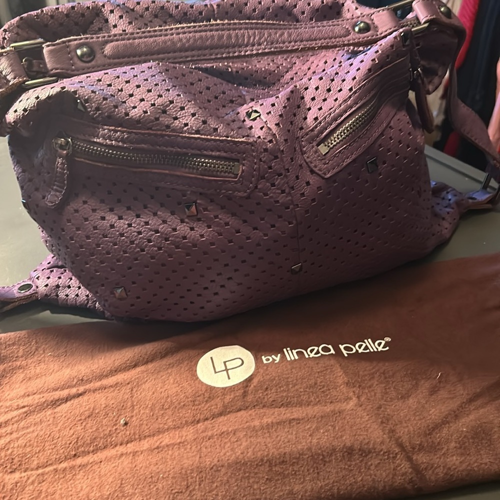 Linea Pelle Deep Purple Perforated Shoulder Bag